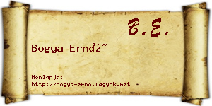Bogya Ernő névjegykártya